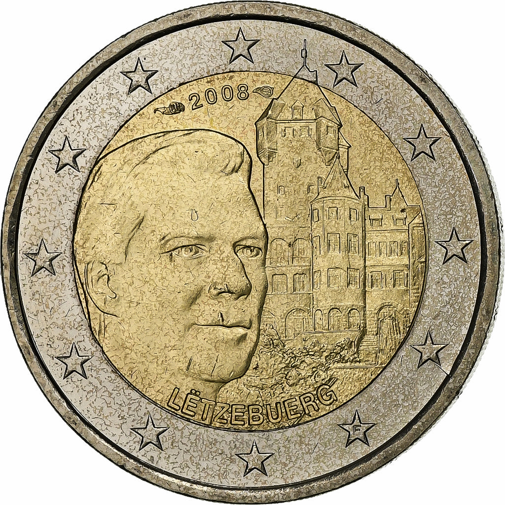 Luksemburg, Henri, 2 Euro, 2008, Paris, Bimetaliczny, MS(60-62), KM:96