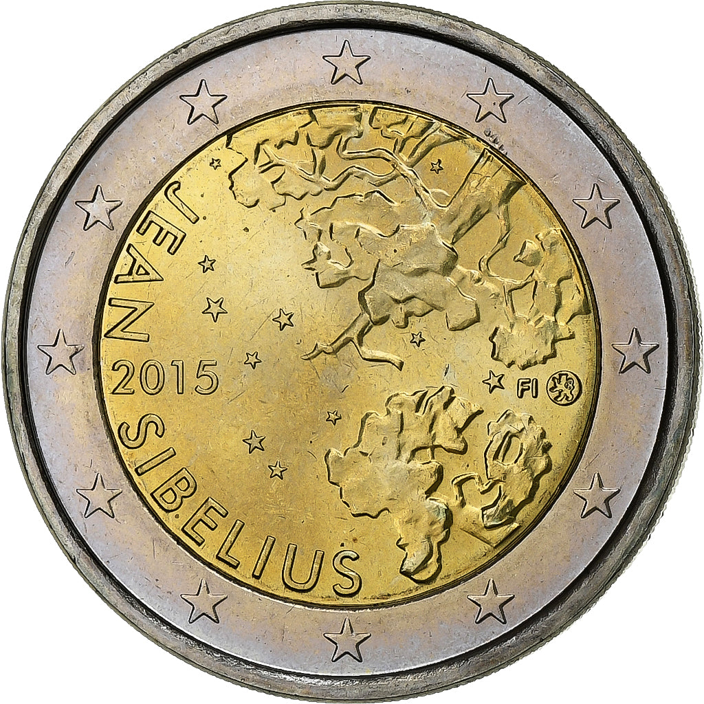 Finlandia, 2 Euro, Jean Sibelius, 2015, SC, Bimetálico