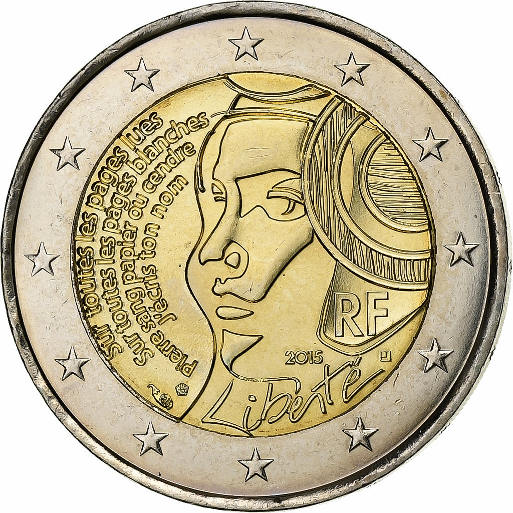 Francja, 2 Euro, 2015, Bimetaliczny, MS(63)