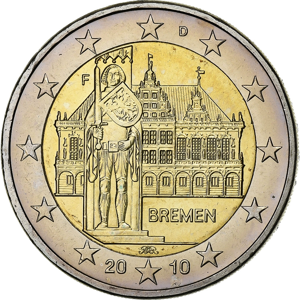GERMANY - FEDERAL REPUBLIC, 2 Euro, 2010, Stuttgart, Bi-Metallic, MS(63), KM:285