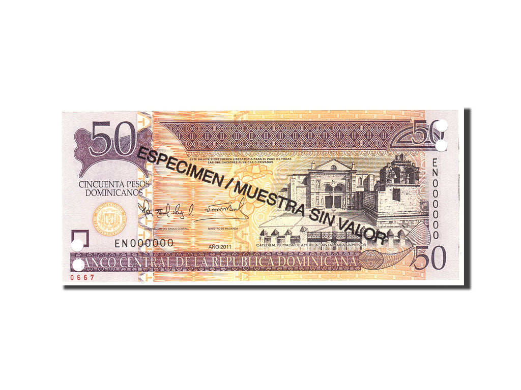 Billete, 50 Pesos Dominicanos, 2011, República Dominicana, KM:183s, Undated