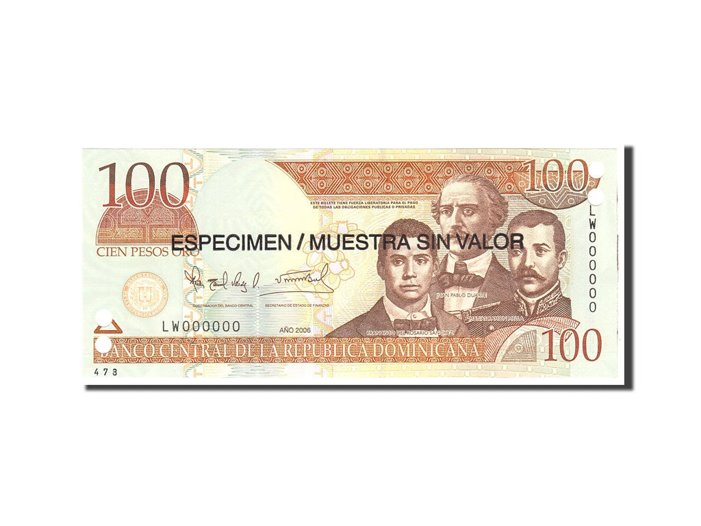 Banknote, Dominican Republic, 100 Pesos Oro, 2006, Undated, KM:177s1, UNC(65-70)