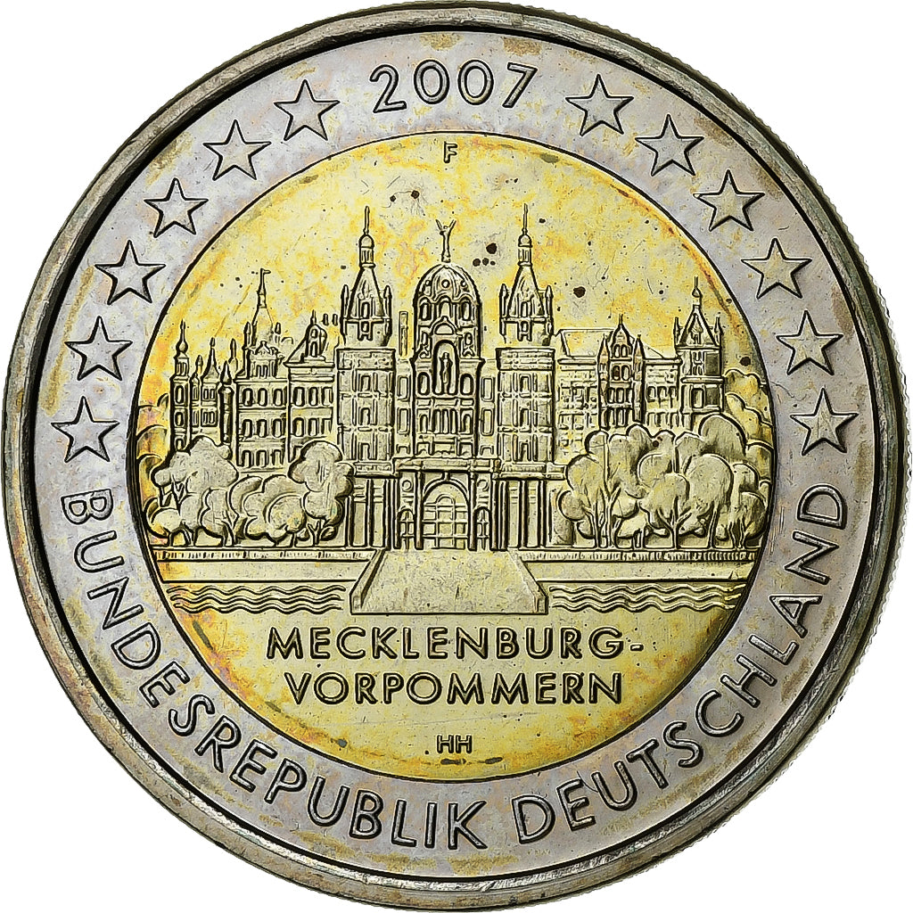 GERMANY - FEDERAL REPUBLIC, 2 Euro, 2007, Stuttgart, Bi-Metallic, MS(63), KM:260