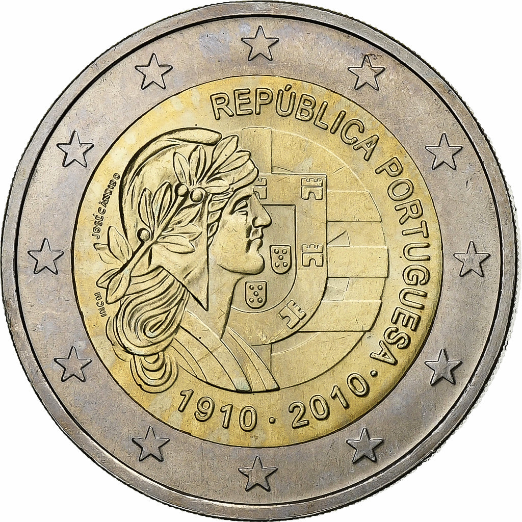 Portugal, 2 Euro, Portuguese Republic, 100th Anniversary, 2010, Lisbon
