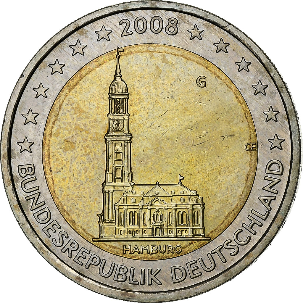 GERMANY - FEDERAL REPUBLIC, 2 Euro, 2008, Karlsruhe, Bi-Metallic, MS(60-62)