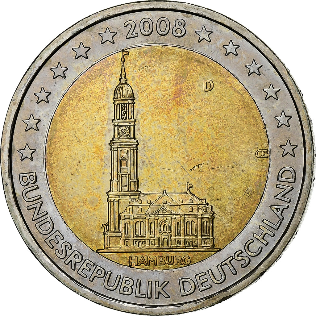 GERMANY - FEDERAL REPUBLIC, 2 Euro, 2008, Munich, Bi-Metallic, MS(60-62), KM:261