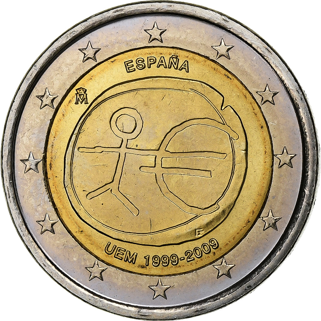 España, 2 Euro, european monetary union 10 th anniversary, 2009, Madrid, SC