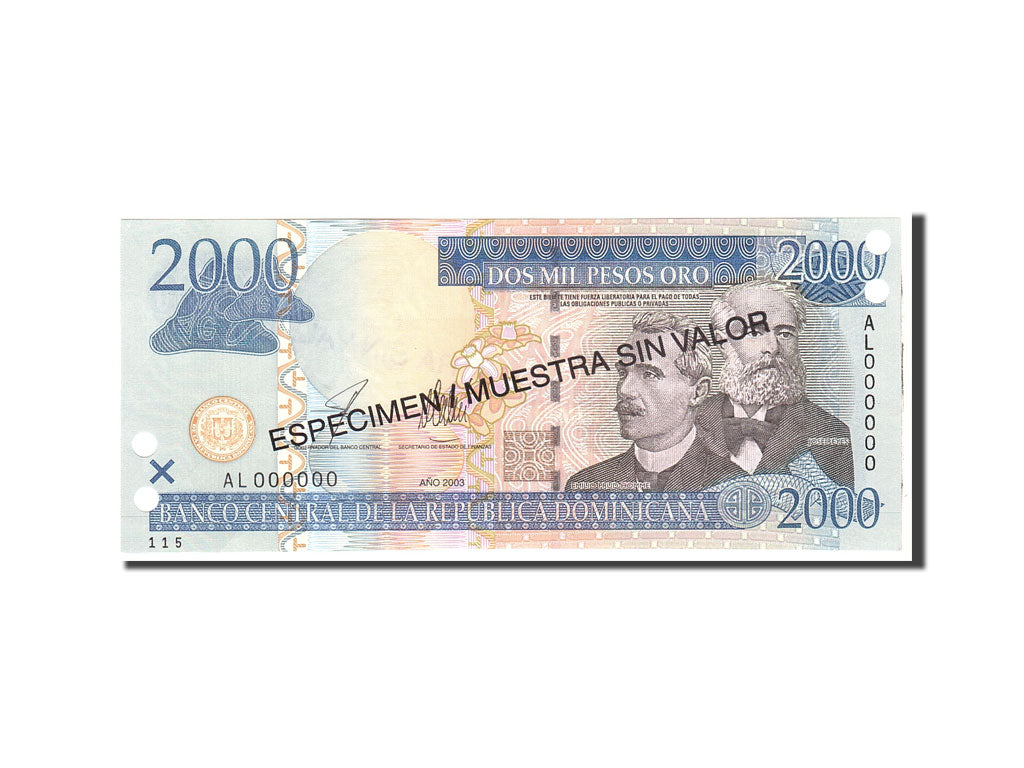 Banknote, Dominican Republic, 2000 Pesos Oro, 2003, Undated, KM:174s2
