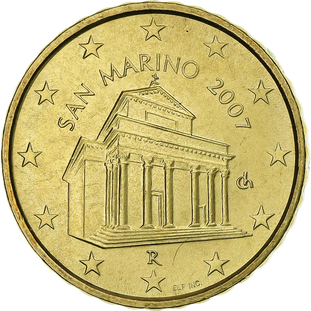 San Marino, 10 Euro Cent, 2007, Rome, Brass, MS(63), KM:443