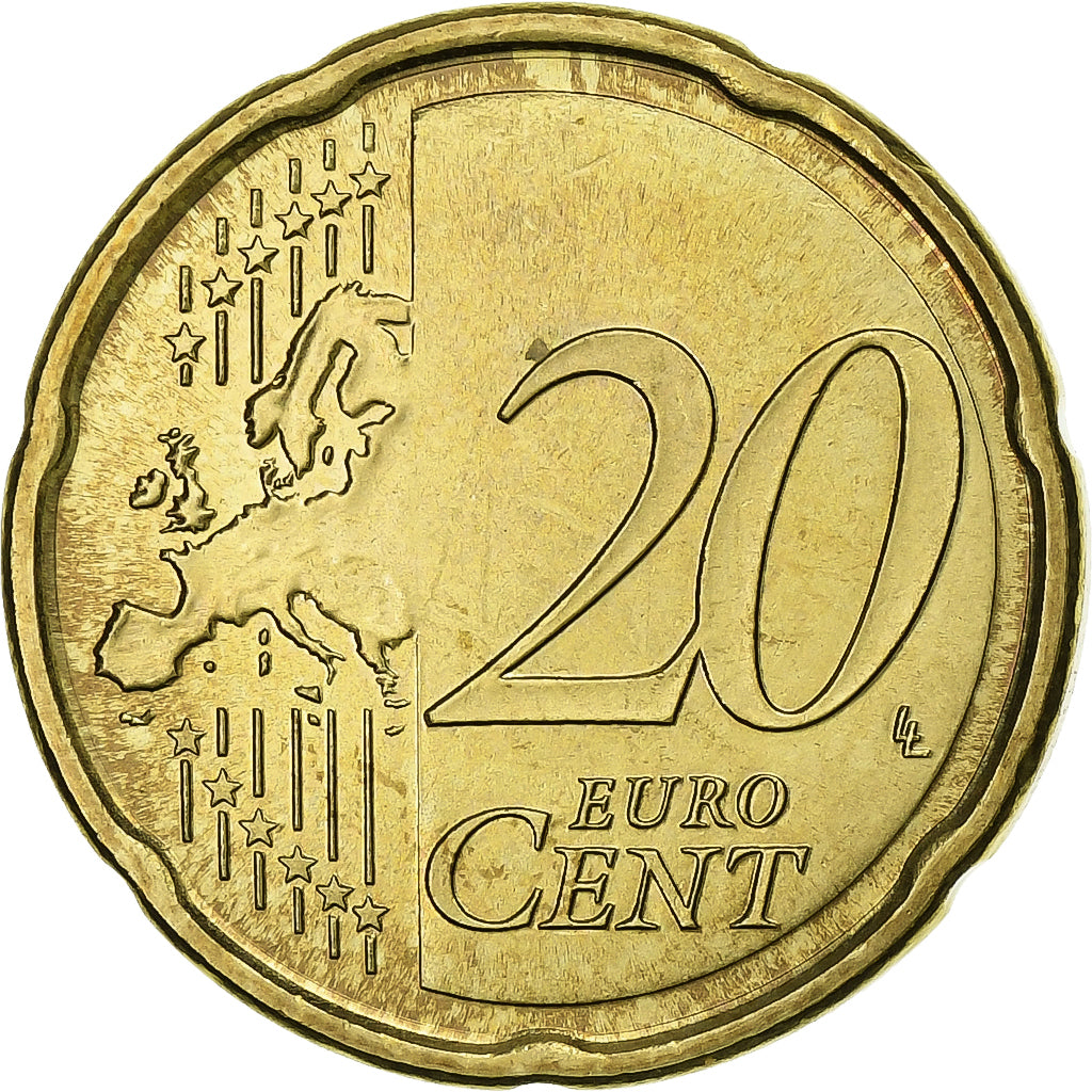 San Marino, 20 Euro Cent, 2008, Rome, Latão, MS(63), KM:483