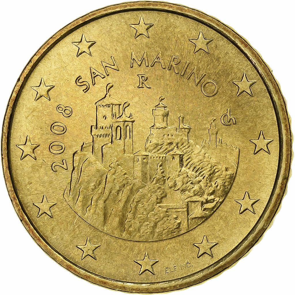 San Marino, 50 Euro Cent, 2008, Rome, Latão, MS(63), KM:484