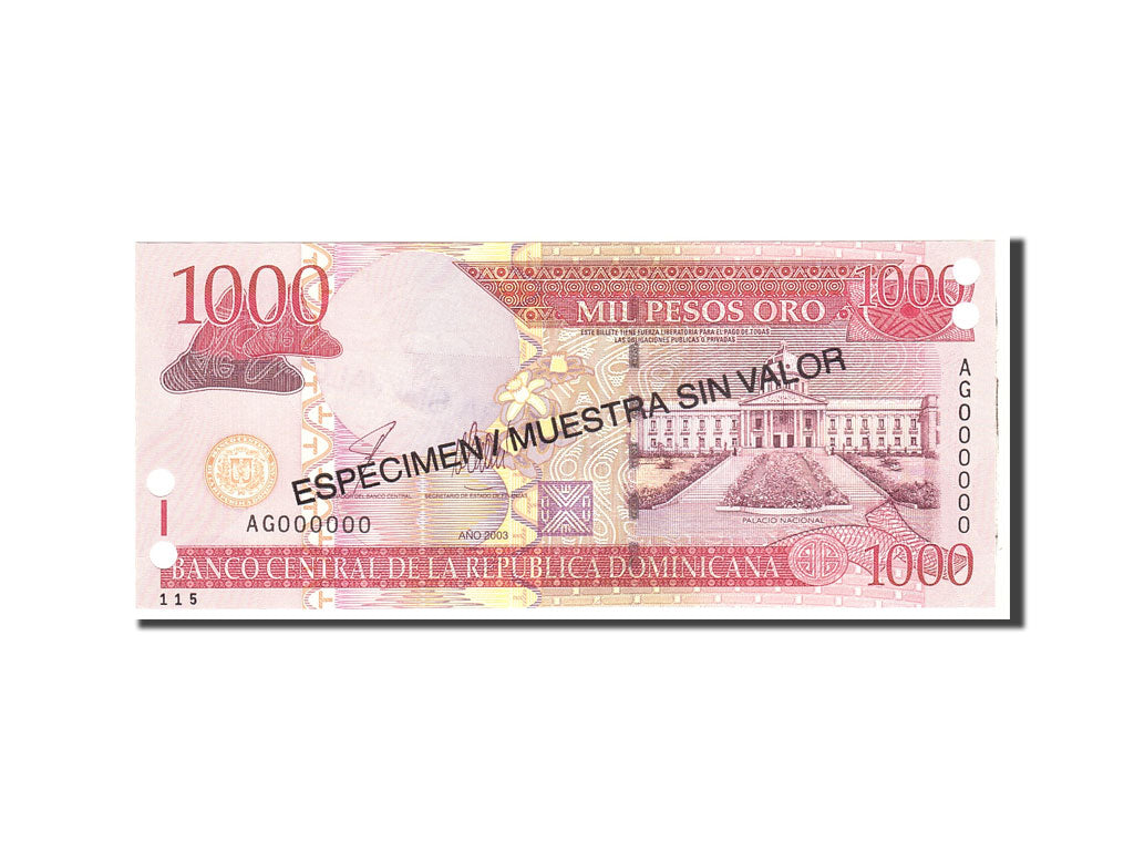 Billet, Dominican Republic, 1000 Pesos Oro, 2003, Undated, KM:173s2, NEUF
