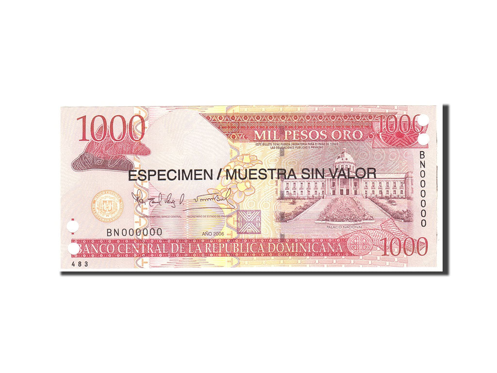 Billet, Dominican Republic, 1000 Pesos Oro, 2006, Undated, KM:180s1, NEUF