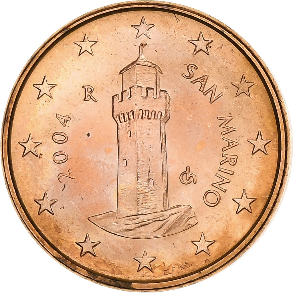 San Marino, Euro Cent, 2004, Rome, Aço Cromado a Cobre, MS(64), KM:440