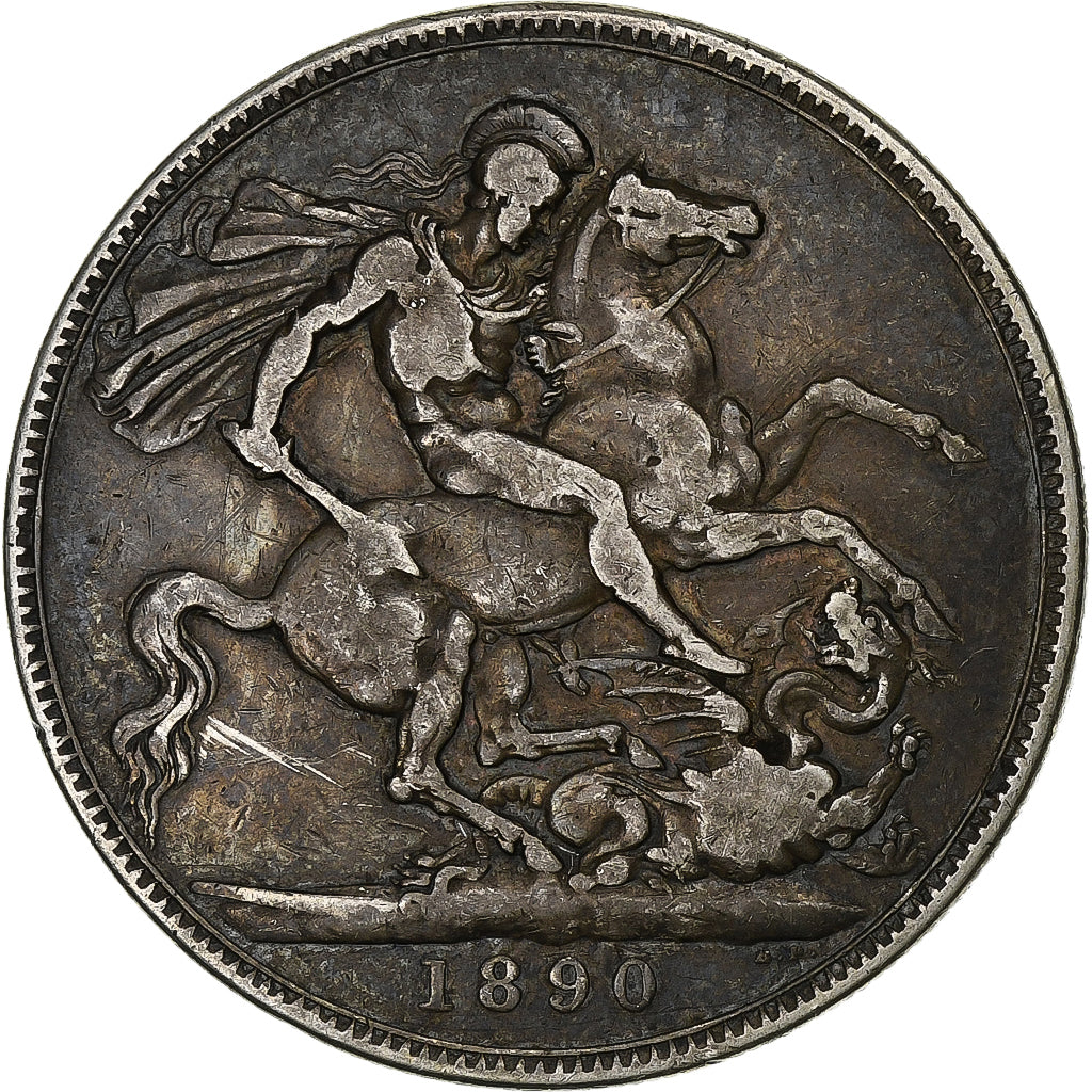 Great Britain, Victoria, Crown, 1890, Silver, VF(30-35), KM:765