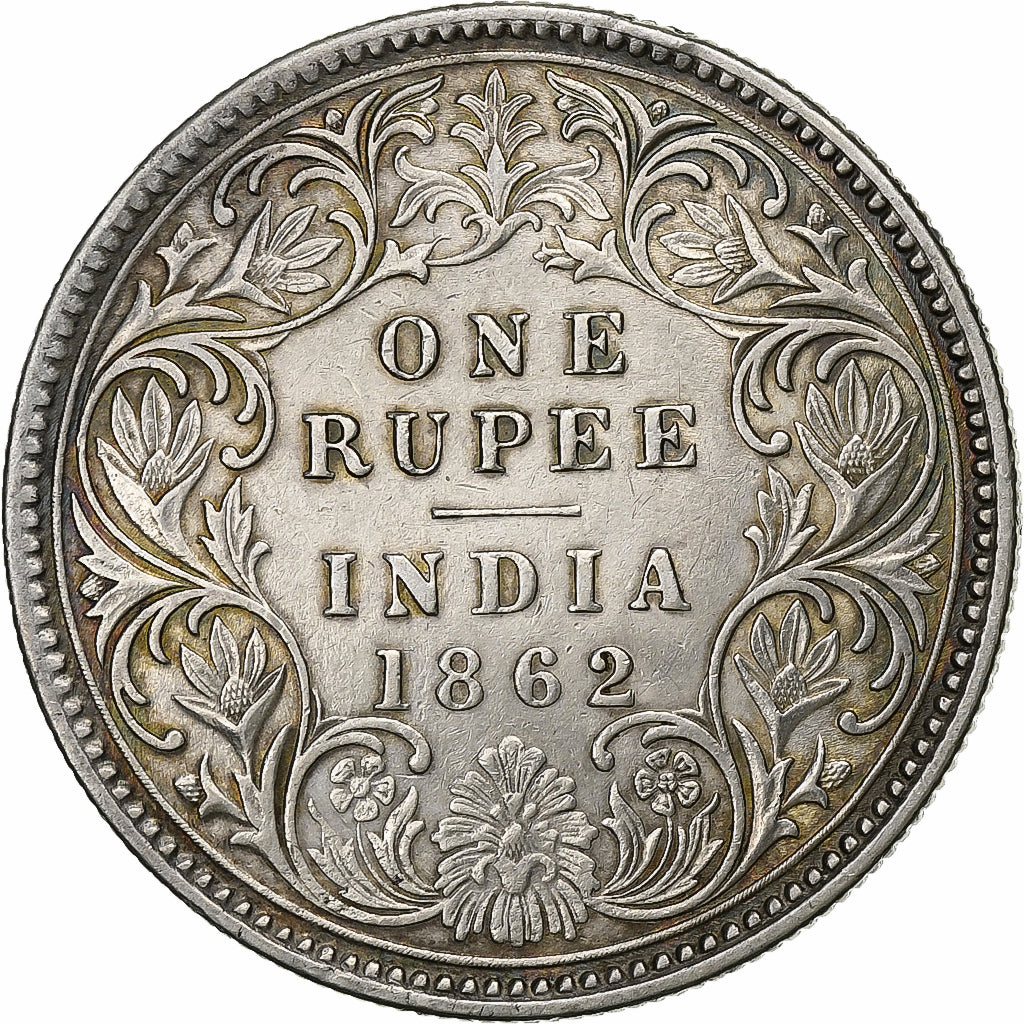 INDIA-BRITISH, Victoria, Rupee, 1862, Bombay, Silver, AU(50-53), KM:473.1