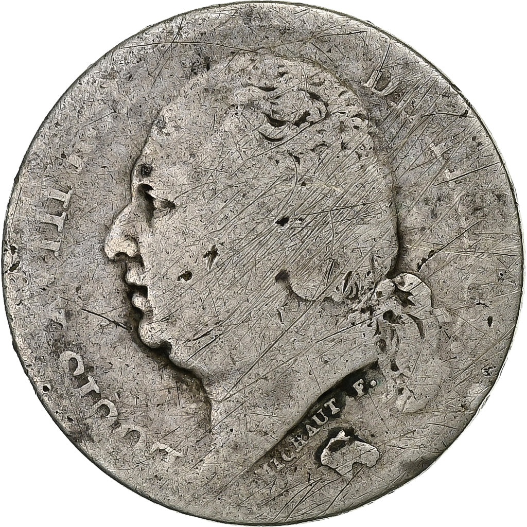 Francia, Louis XVIII, Franc, Louis XVIII, 1824, Lille, Plata, BC, Gadoury:449