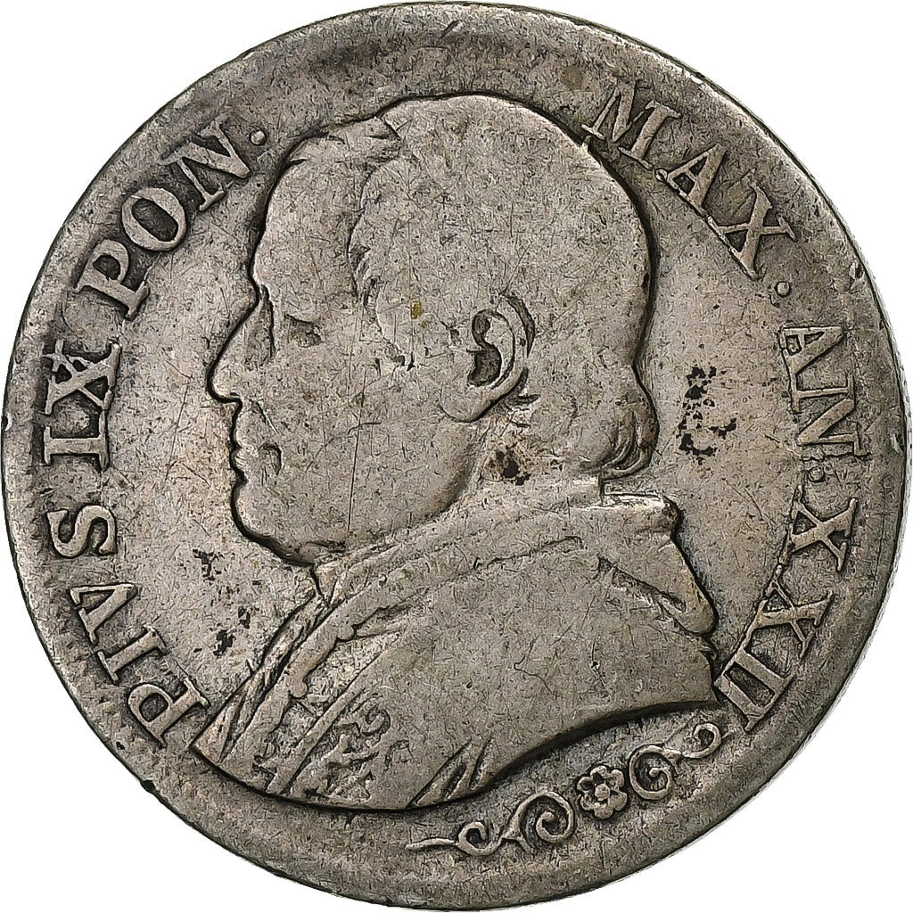 ITALIAN STATES, PAPAL STATES, Pius IX, Lira, 1867, Rome, Silver, VF(20-25)