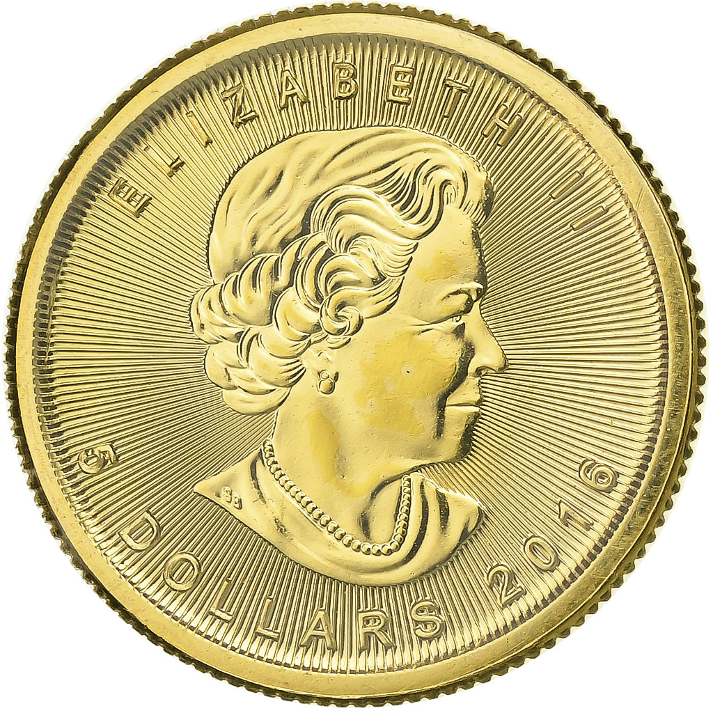 Kanada, Elizabeth II, 5 Dollars, Maple Leaf, 2016, 1/10 Oz, Gold, STGL