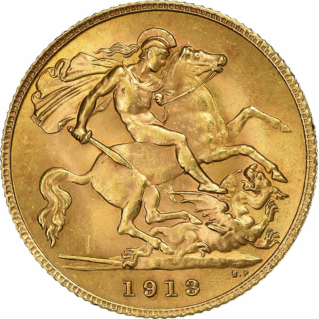Grande-Bretagne, George V, 1/2 Sovereign, 1913, Or, SUP, KM:819