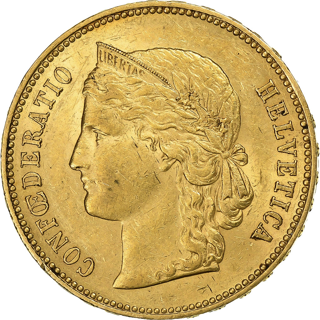 Svizzera, 20 Francs, 1896, Bern, Oro, BB+, KM:31.3