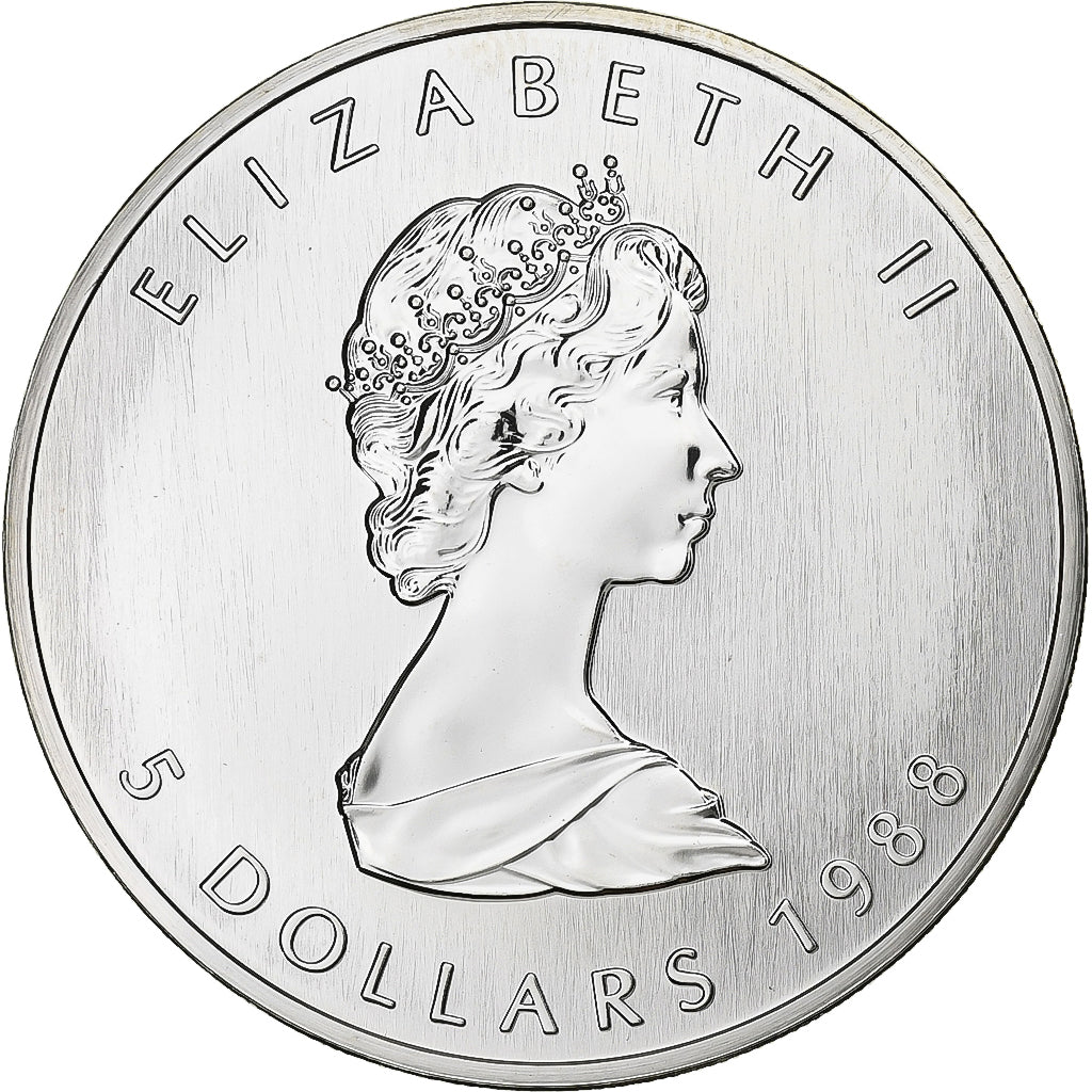 Canada, Elizabeth II, 5 Dollars, 1988, Royal Canadian Mint, Silver, MS(65-70)