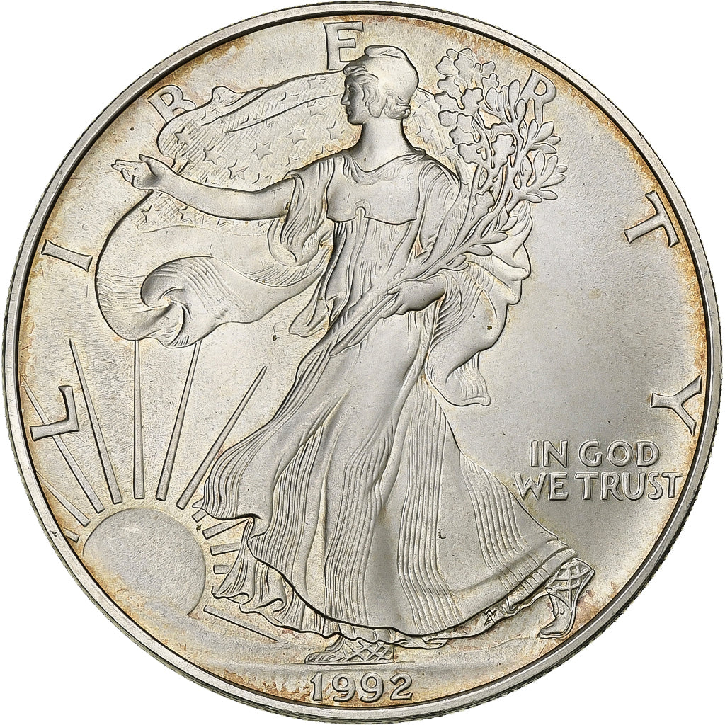 Estados Unidos da América, Dollar, Silver Eagle, 1992, 1 Oz, Prata, MS(63)