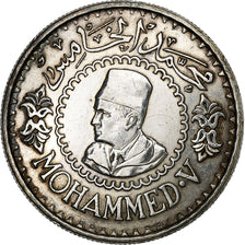 Marokko, Mohammed V, 500 Francs, 1956, Paris, Zilver, ZF, KM:54