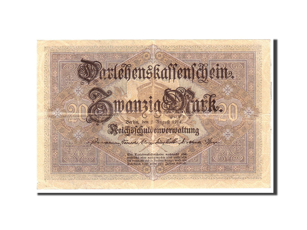 Banknote, Germany, 20 Mark, 1914, 1914-08-05, KM:48b, EF(40-45)