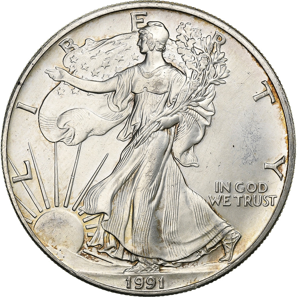 United States, Dollar, 1991, U.S. Mint, 1 Oz, Silver, MS(60-62), KM:273