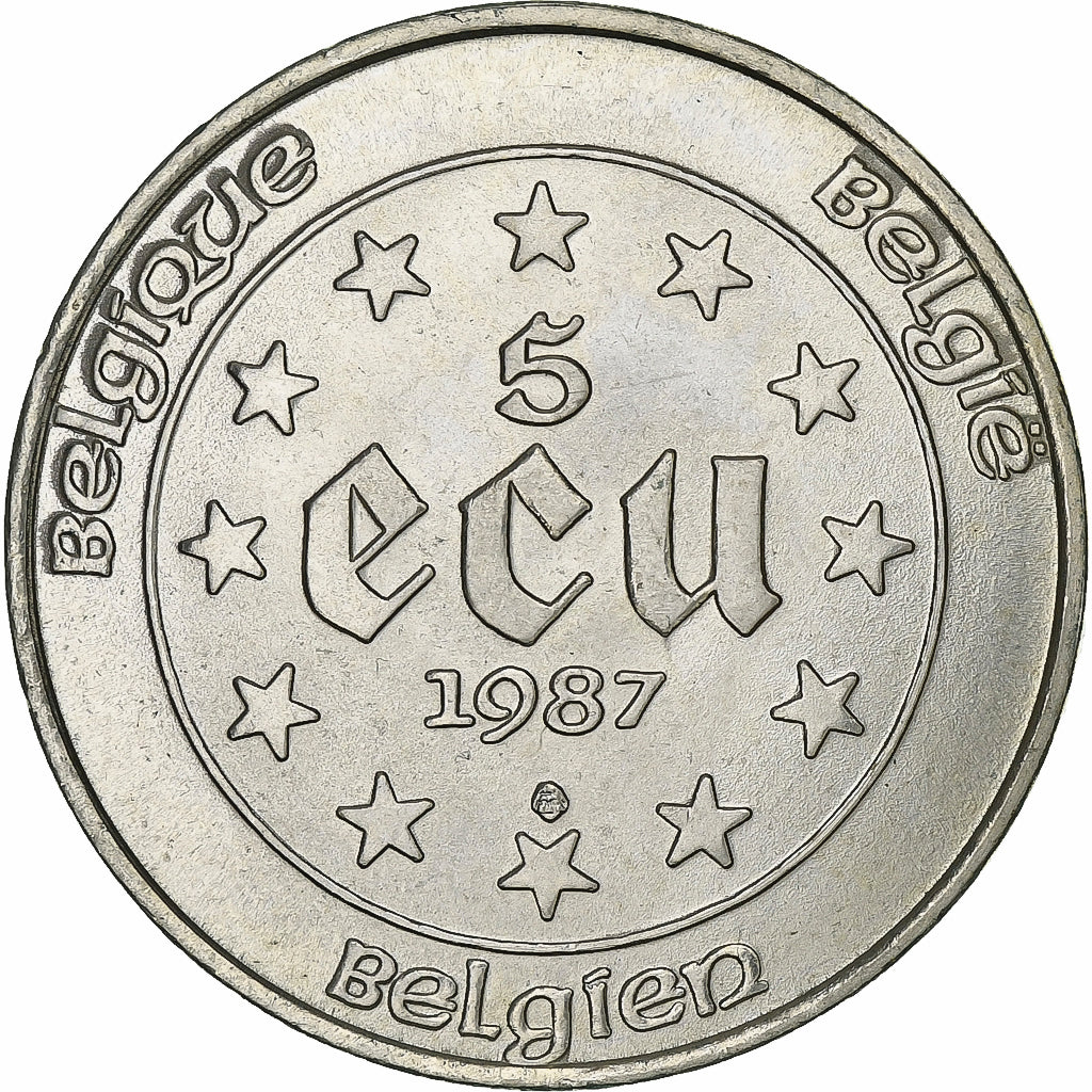 Belgio, 5 Ecu, 1987, Argento, SPL, KM:166