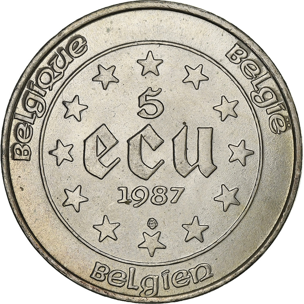 Belgien, 5 Ecu, 1987, Silber, UNZ+, KM:166
