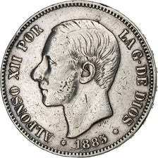 Spanien, Alfonso XII, 5 Pesetas, 1885, Silber, S+, KM:688