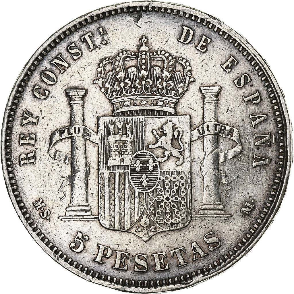 Spanien, Alfonso XII, 5 Pesetas, 1885, Silber, S+, KM:688