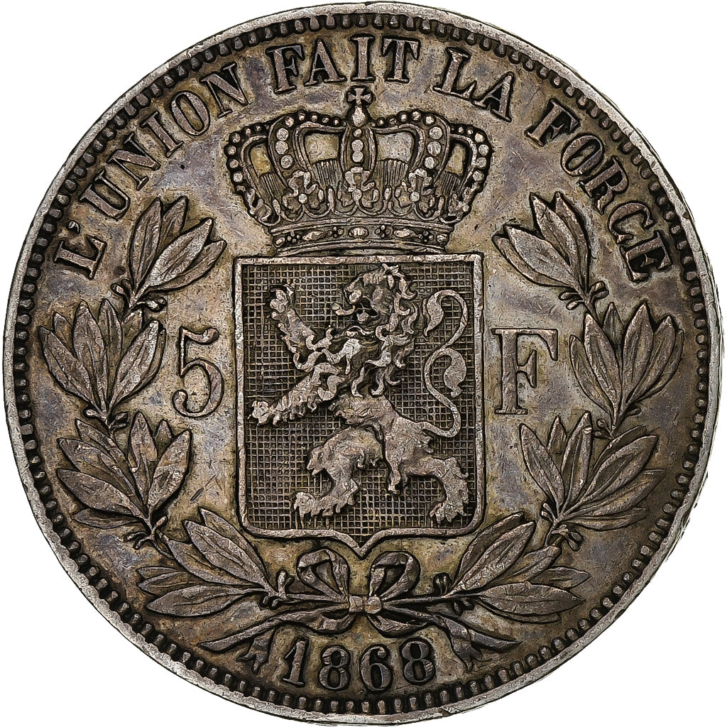 Belgien, Leopold II, 5 Francs, 5 Frank, 1868, Silber, S+, KM:24