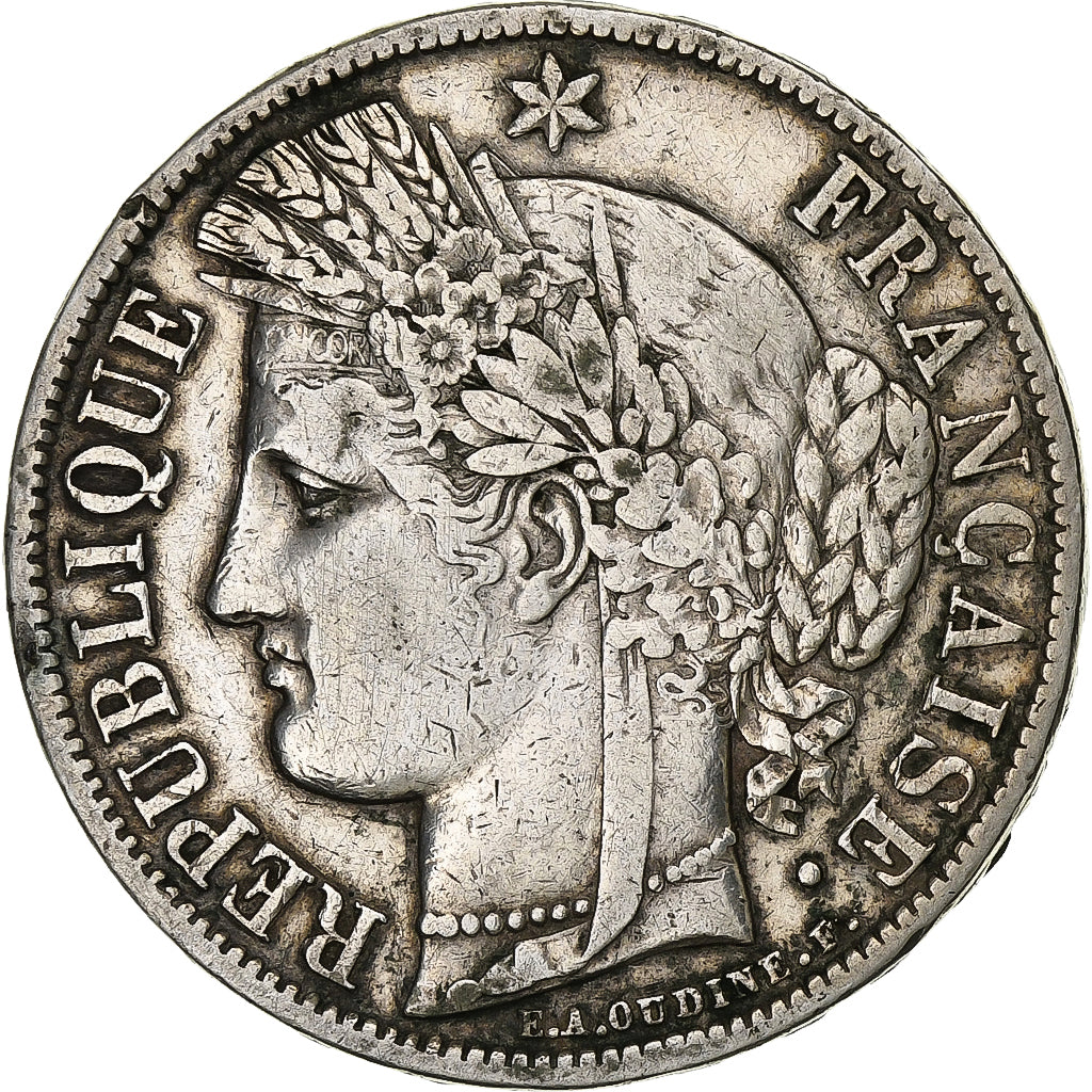 Francia, 5 Francs, Cérès, 1851, Paris, Plata, BC+, Gadoury:719, KM:761.1