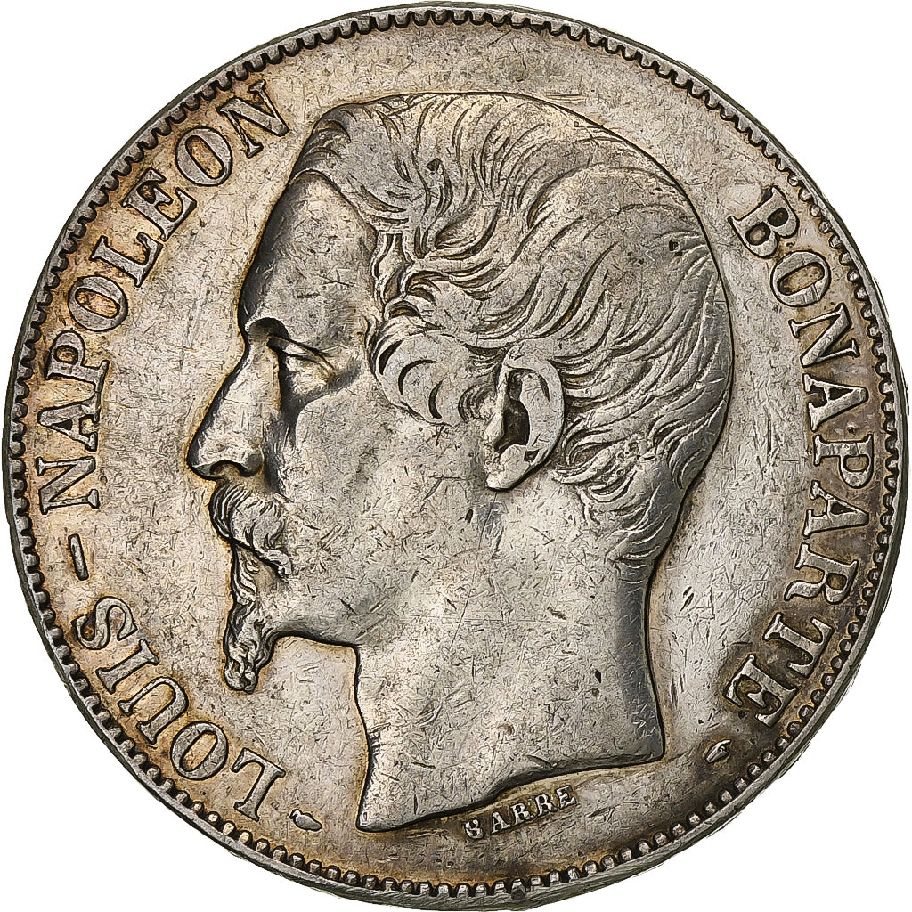 França, 5 Francs, Napoléon III, 1852, Paris, Prata, VF(30-35), Gadoury:726