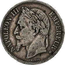 Frankreich, 5 Francs, Napoléon III, 1867, Strasbourg, Silber, S+, KM:799.2
