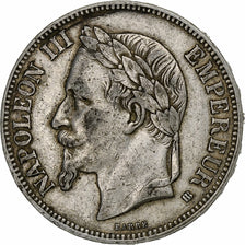 Francia, 5 Francs, Napoléon III, 1867, Strasbourg, Argento, BB, KM:799.2