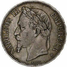 France, 5 Francs, Napoléon III, 1867, Strasbourg, Silver, EF(40-45), KM:799.2