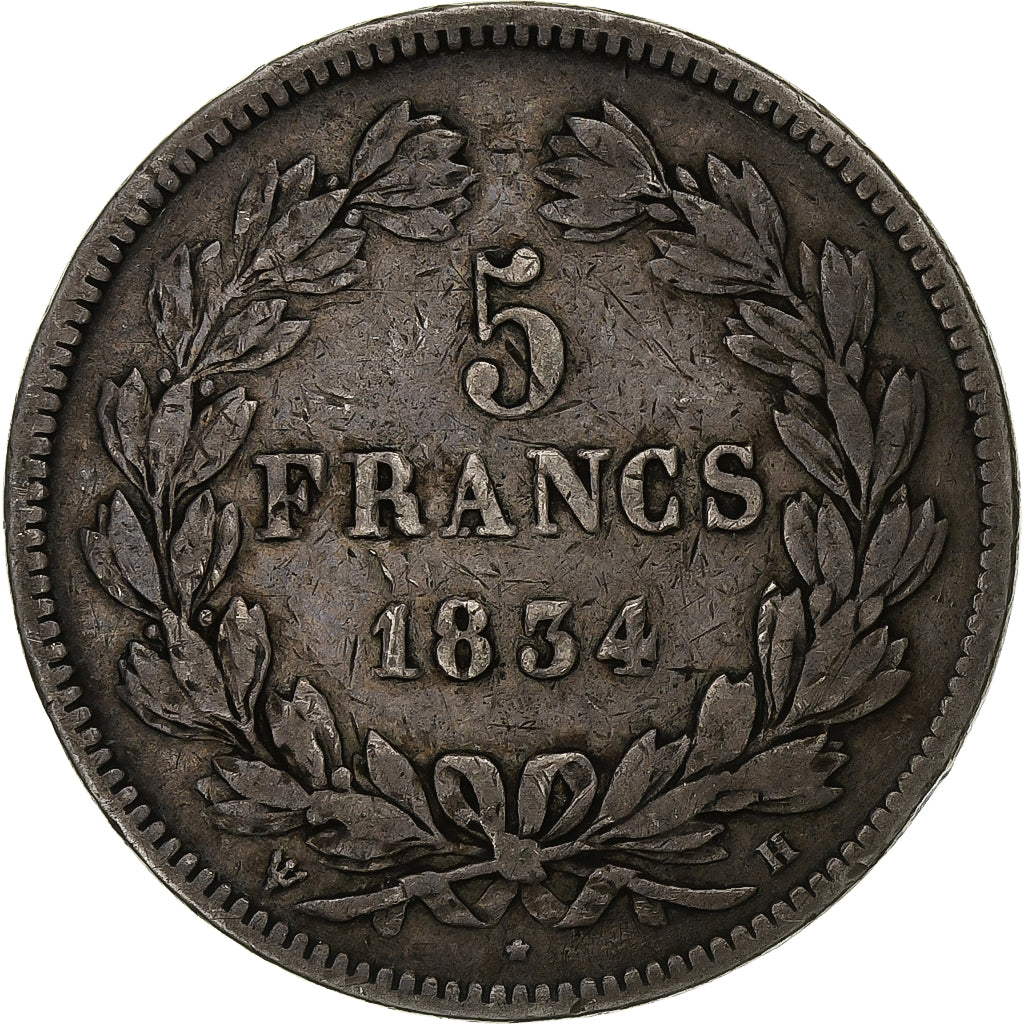 Frankreich, 5 Francs, Louis-Philippe, 1834, La Rochelle, Silber, S+
