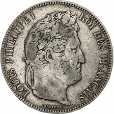Munten, Frankrijk, Louis-Philippe, 5 Francs, 1843, Bordeaux, FR+, Zilver