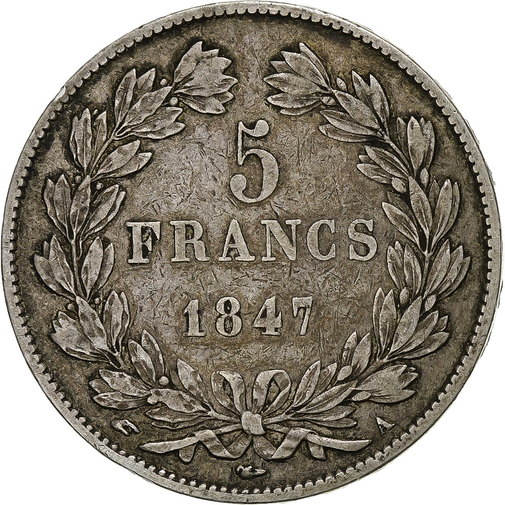 Francia, Louis-Philippe, 5 Francs, 1847, Paris, Argento, MB+, Gadoury:678a
