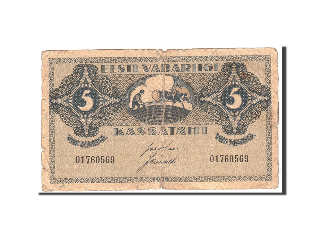 Banknote, Estonia, 5 Marka, 1919, Undated, KM:45a, VF(20-25)