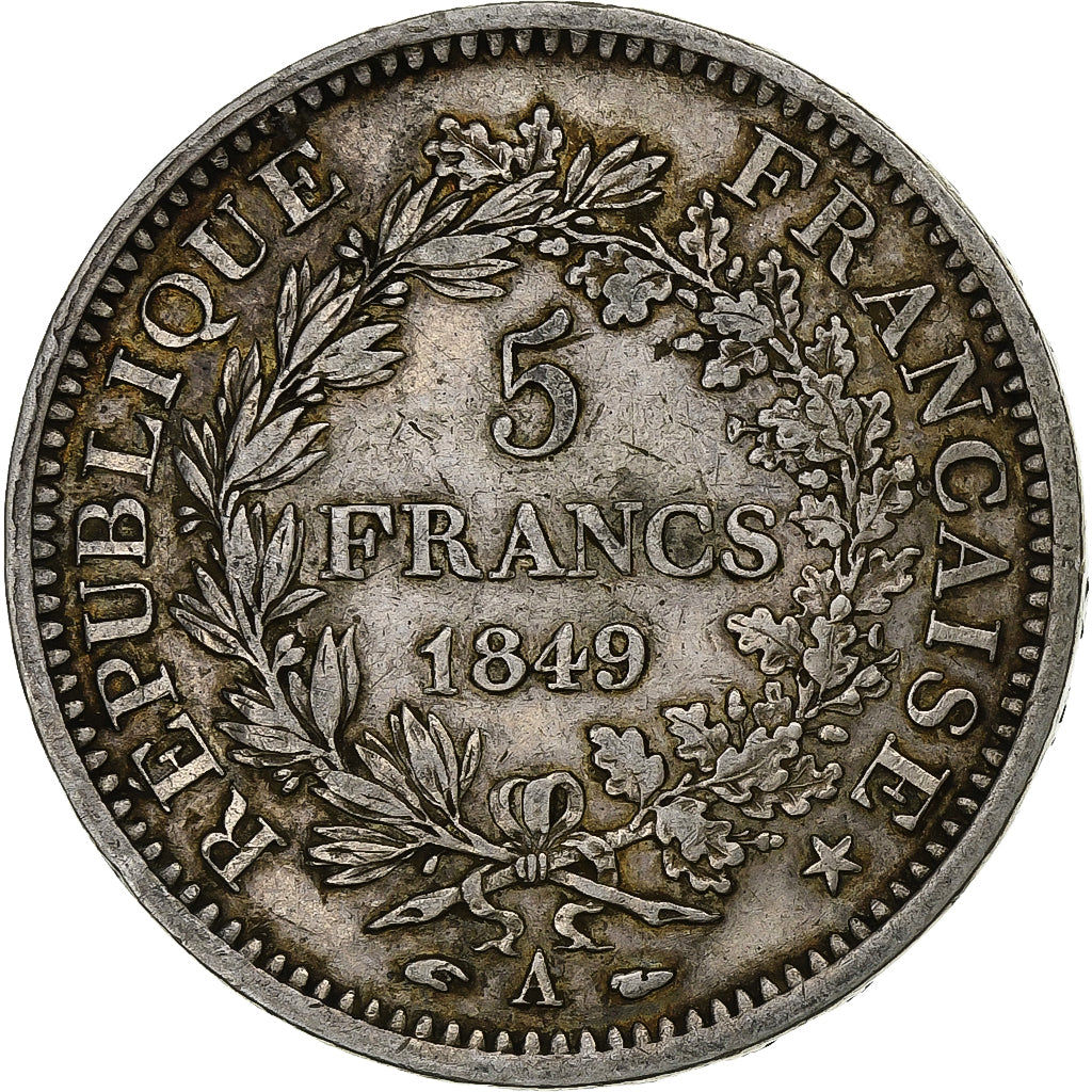 França, 5 Francs, Hercule, 1849, Paris, Prata, VF(30-35), Gadoury:683, Le