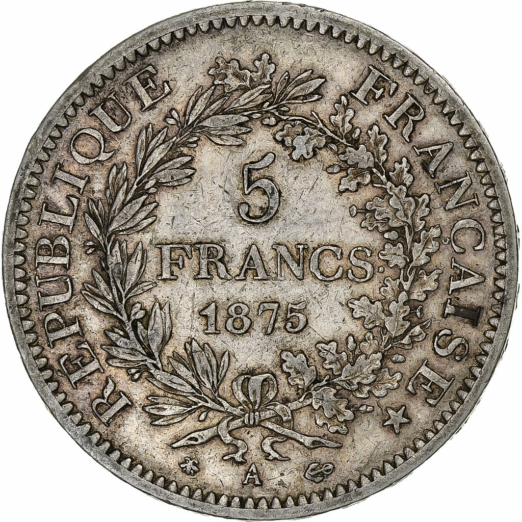 Francia, 5 Francs, Hercule, 1875, Paris, Argento, MB+, Gadoury:745a, KM:820.1