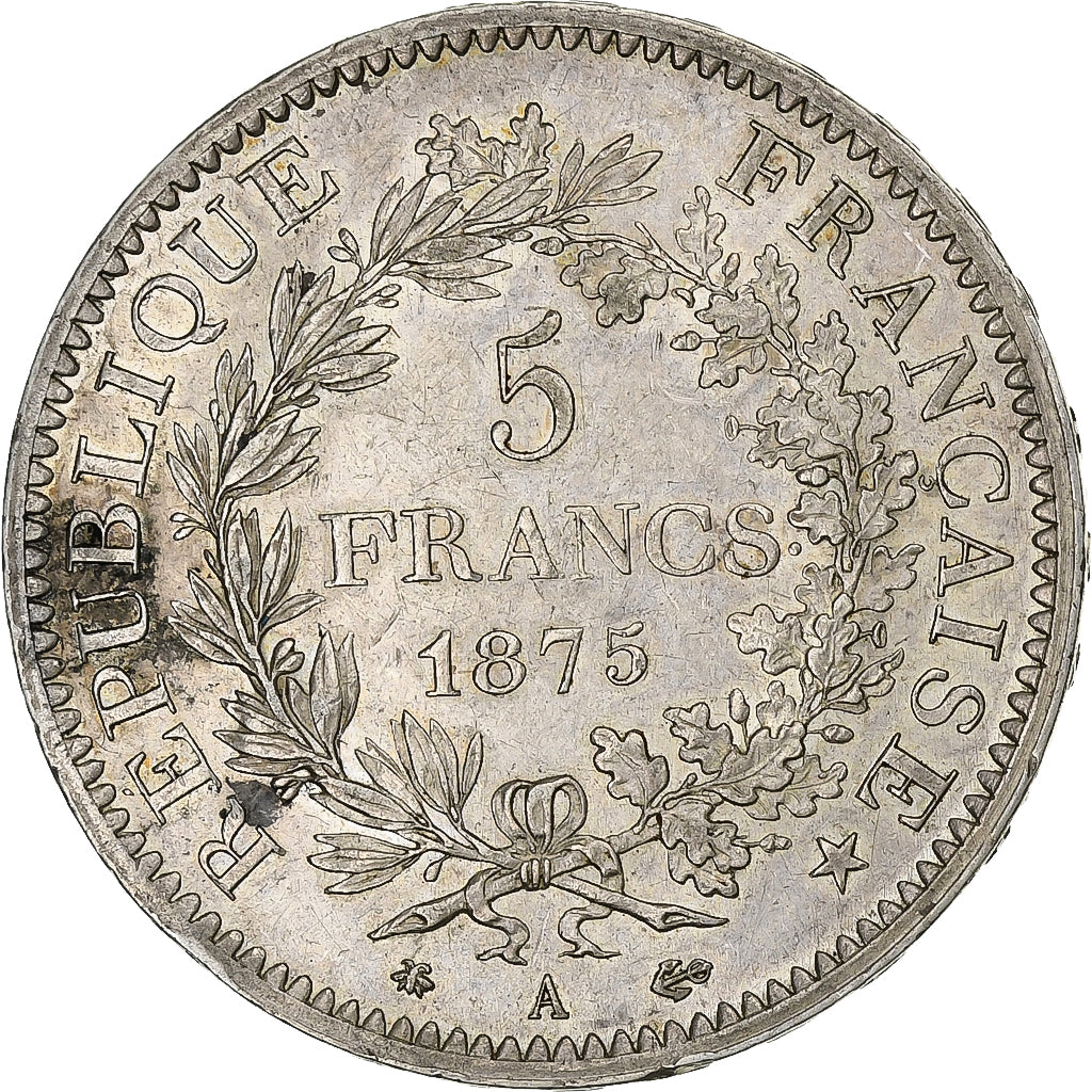 Francia, 5 Francs, Hercule, 1875, Paris, Argento, BB+, Gadoury:745a, KM:820.1
