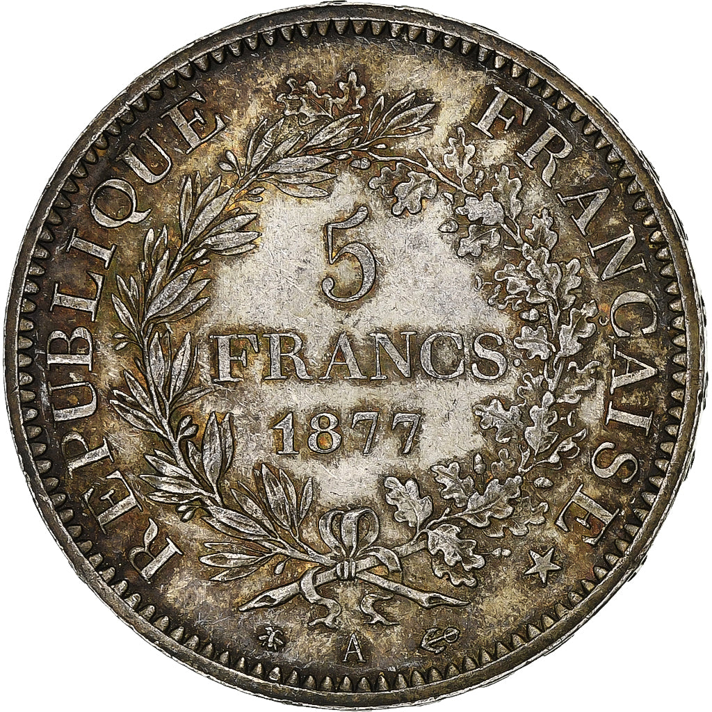 Frankreich, 5 Francs, Hercule, 1877, Paris, Silber, SS, Gadoury:745a, KM:820.1