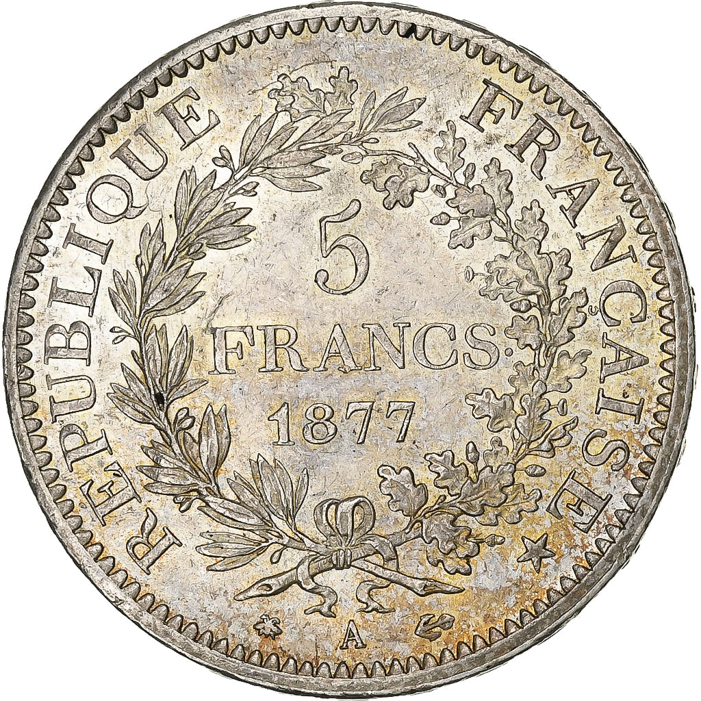 Frankreich, 5 Francs, Hercule, 1877, Paris, Silber, VZ, Gadoury:745a, KM:820.1