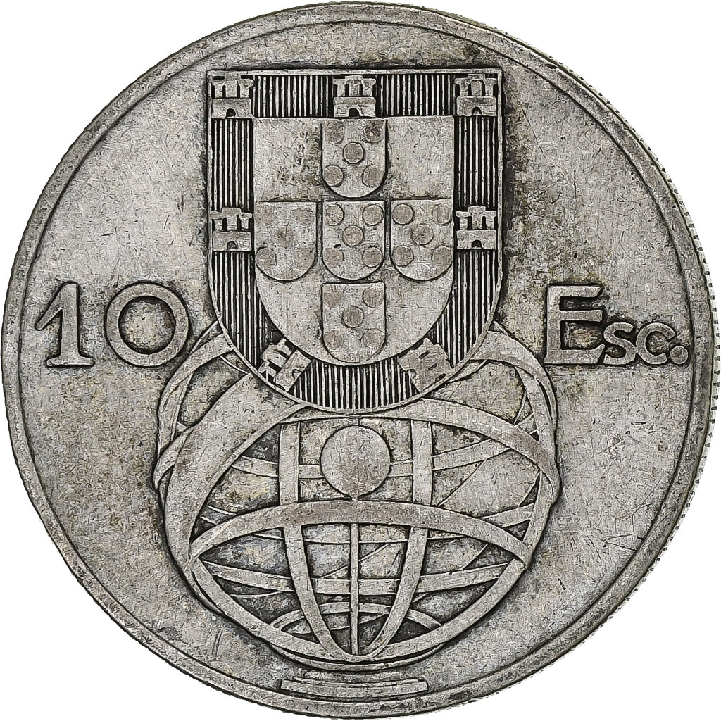Portogallo, 10 Escudos, 1955, Argento, MB+, KM:586